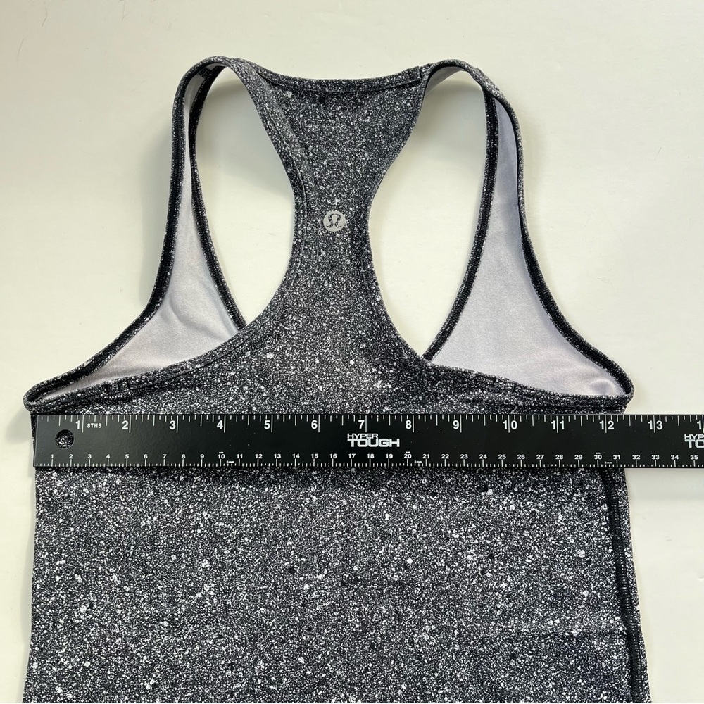 Lululemon Cool Racerback Tank Sz 2 Speckled Black White Spray Jacquard Yoga Gym - Picture 4 of 5
